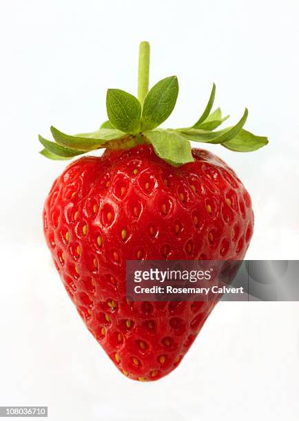 ripe, organic strawberry on white background. - strawberry stock pictures, royalty-free photos & images