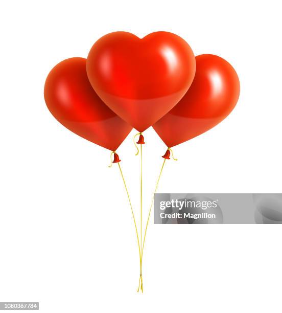 紅色心臟形狀氣球與黃色絲帶 - balloon 幅插畫檔、美工圖案、卡通及圖標