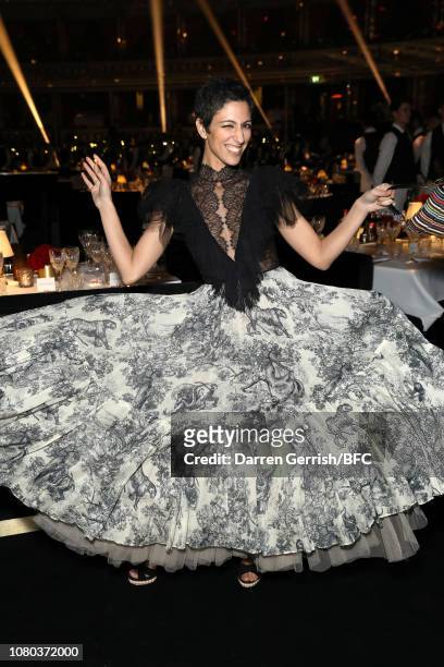 Yasmin Sewell during pre-ceremony drinks at The Fashion Awards 2018 In Partnership With Swarovski at Royal Albert Hall on December 10, 2018 in...