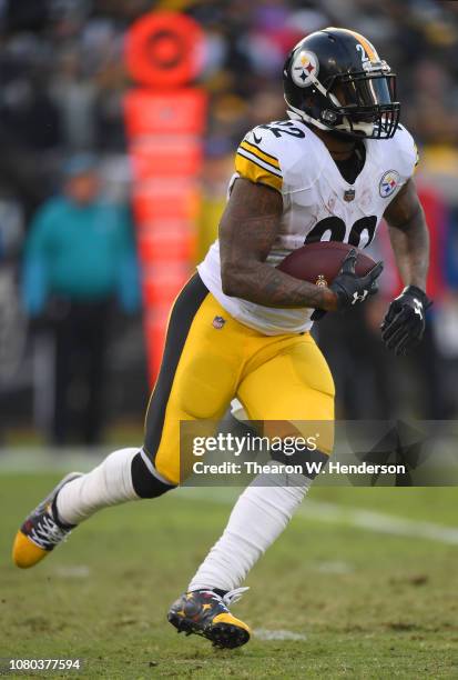 Stevan Ridley of the Pittsburgh Steelers carries the ball against the Oakland Raiders during the second half of an NFL football game at...