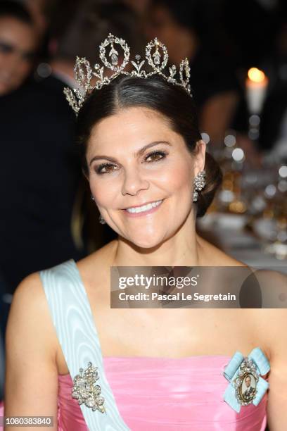 Crown Princess Victoria of Sweden attends the Nobel Prize Banquet 2018 at City Hall on December 10, 2018 in Stockholm, Sweden.