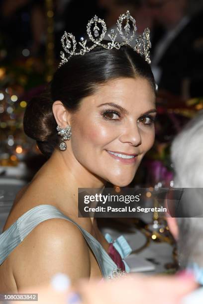 Crown Princess Victoria of Sweden attends the Nobel Prize Banquet 2018 at City Hall on December 10, 2018 in Stockholm, Sweden.