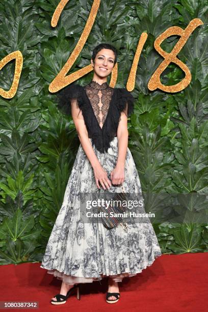 Yasmin Sewell arrives at The Fashion Awards 2018 In Partnership With Swarovski at Royal Albert Hall on December 10, 2018 in London, England.