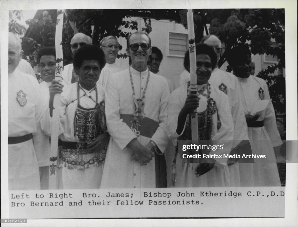 Left to Right: Bro. James; Bishop John Etheridge C.P., D.D. Bro Bernard and their fellow Passionists.Pics of Father John Curtis of the Passionist Order (Missionaries).With copies of Missionaries in New Guinea.