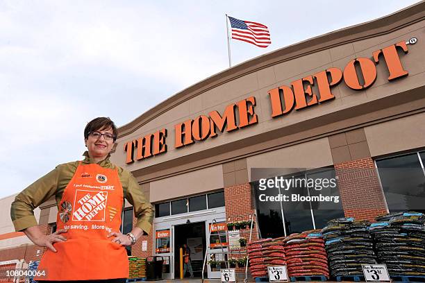 Carol Tome, chief financial officer of Home Depot Inc., poses for a photo outside a Home Depot store in Atlanta, Georgia, U.S., on Thursday, Oct. 28,...