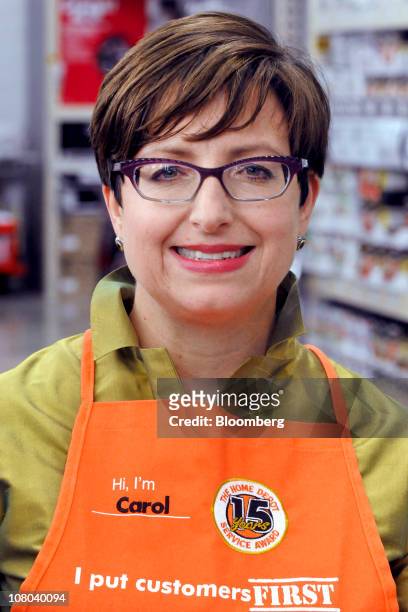 Carol Tome, chief financial officer of Home Depot Inc., poses for a photo at a Home Depot store in Atlanta, Georgia, U.S., on Thursday, Oct. 28,...