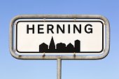 Herning city road sign in Denmark