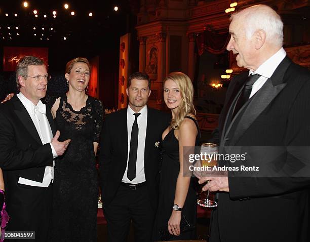 German President Christian Wulff with German First Lady Bettina Wulff, Til Schweiger with Svenja Holtmann and Armin Mueller-Stahl attend the Semper...