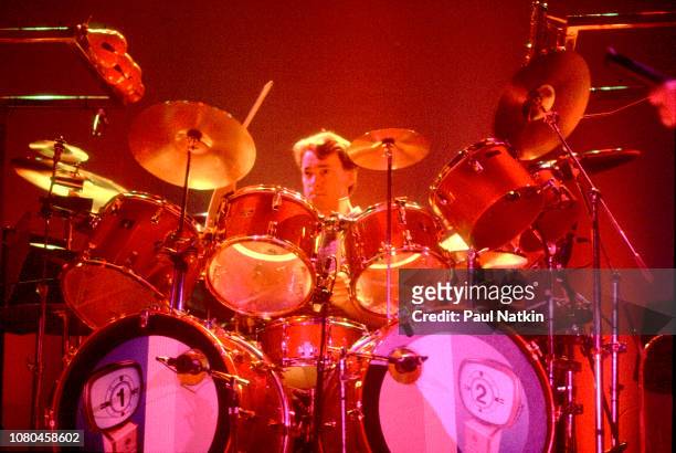 Neil Peart of the band Rush performs at the Rosemont Horizon in Rosemont, Illinois, June 2, 1995.
