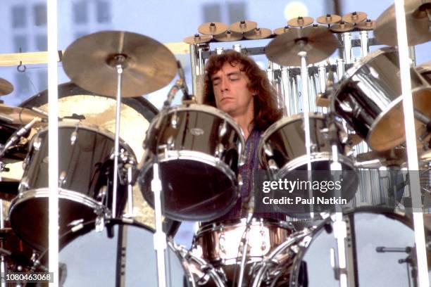 Neil Peart of the band Rush performs at Comiskey Park in Chicago, Illinois, August 19, 1979.