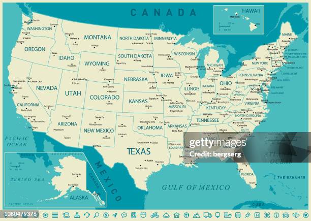 usa high detailed map. vector illustration - oregon v illinois stock illustrations