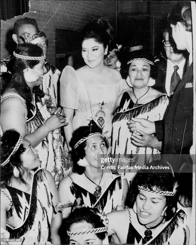 Mrs. Imelda Romualdez Marcos arrived Sydney today to attend the Opera House opening. About the same time, the deputy prime minister of New Zealand, Mr. Hugh Watt, arrived for the same purpose. Maori dancers, who have also been visiting Sydney, were at the