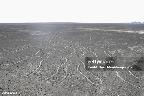 General view of the Ministerio de Cultura Lineas Y Geoglifos De Nasca or Culture Ministry, Nazca Lines, a group of pre-Columbian geoglyphs etched...