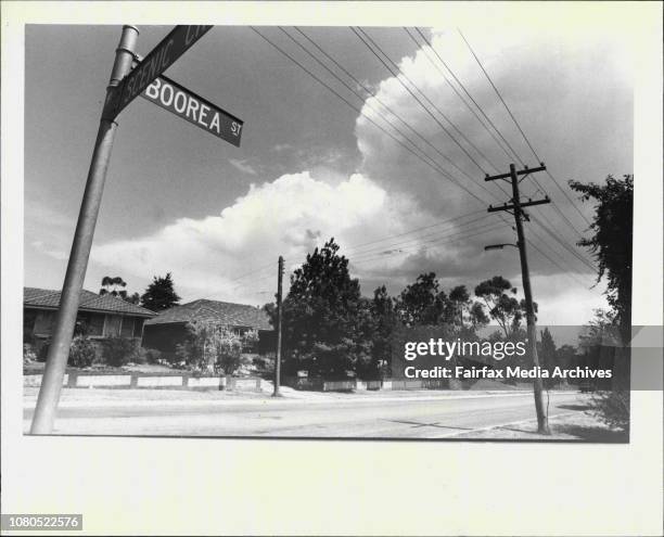 Houses for sale in Boorea Street, Blaxland.A view of Boorea Street, Blaxland.Boorea Street, Blaxland ... Several For Sale notices. December 14, 1982....