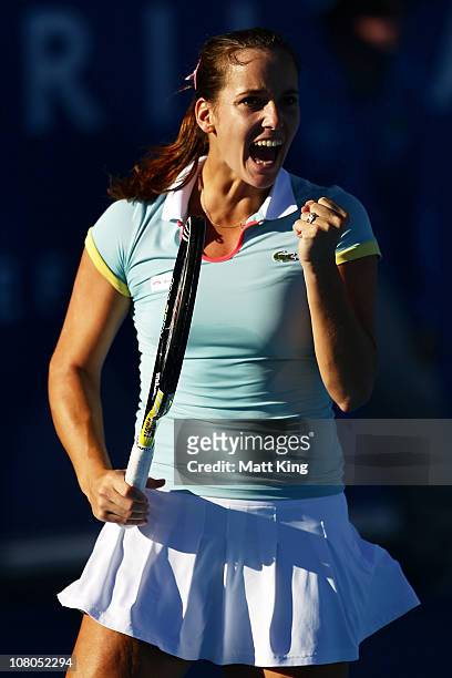 Jarmilla Groth of Australia celebrates winning match point during the Women's singles final match against Bethanie Mattek-Sands of USA during day...