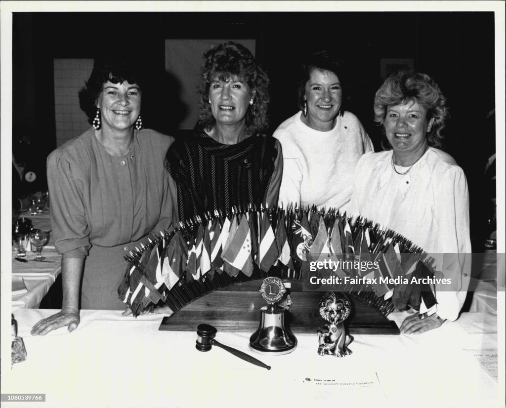 Sydneys first female Lionesses to be inducted into the Lions Clubs, all members of the Leichhardt-Darling Harbour Lions Club.Left to Right. Joyce Williams, Secretary, Beth Crowther, Publican, Nancy Cole, Dressmaker, & Pan Cassidy, teacher.