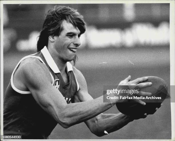 Swans full forward Warwick Capper at training at the Showgrounds...... July 23, 1986. .