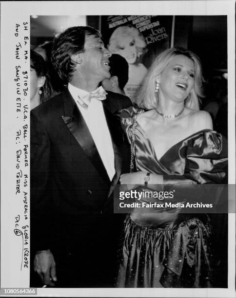 Former Miss Australia Gloria Krope and John Sanguinette. October 30, 1987. .