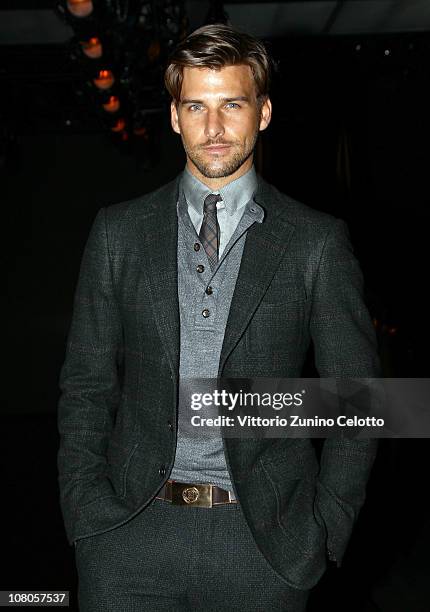 Johannes Huebl attends the Ermenegildo Zegna Milan Fashion Week Menswear A/W 2011 show on January 15, 2011 in Milan, Italy.