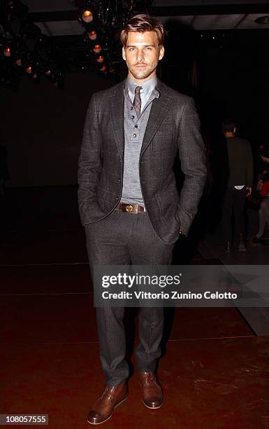 Johannes Huebl attends the Ermenegildo Zegna Milan Fashion Week Menswear A/W 2011 show on January 15, 2011 in Milan, Italy.