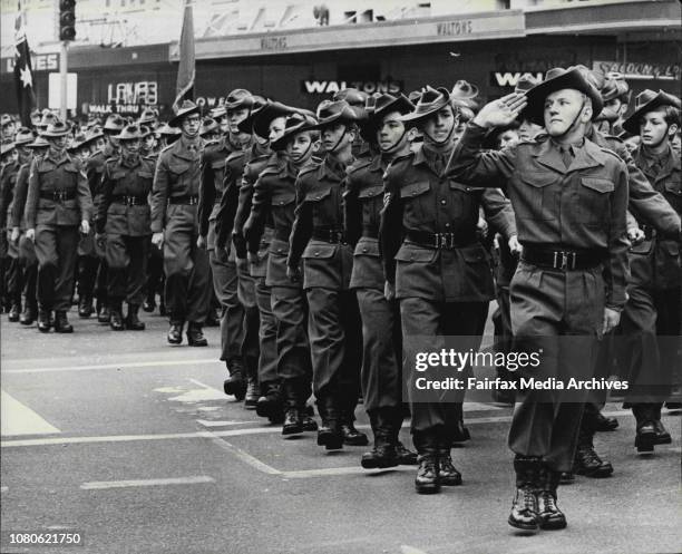 Education Week March -- 3700 Army and Air Force School cadets from 36 secondary schools marched through the city today as part of Education Week...