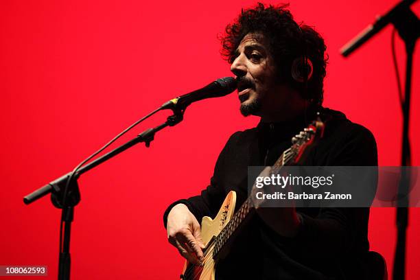 Max Gazze performs on stage in Toniolo Theatre on January 15, 2011 in Mestre, Italy.