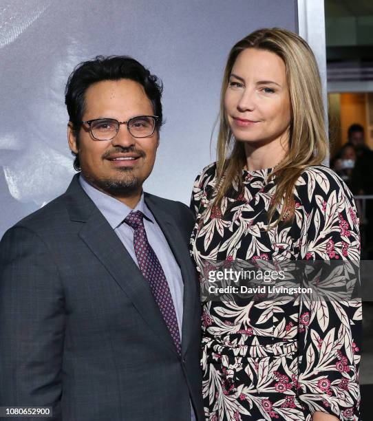 Michael Pena and Brie Shaffer attend Warner Bros. Pictures World Premiere of "The Mule" at Regency Village Theatre on December 10, 2018 in Westwood,...