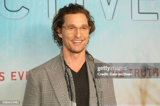 Matthew McConaughey attends the premiere of HBO's "True Detective" Season 3 at Directors Guild Of America on January 10, 2019 in Los Angeles,...