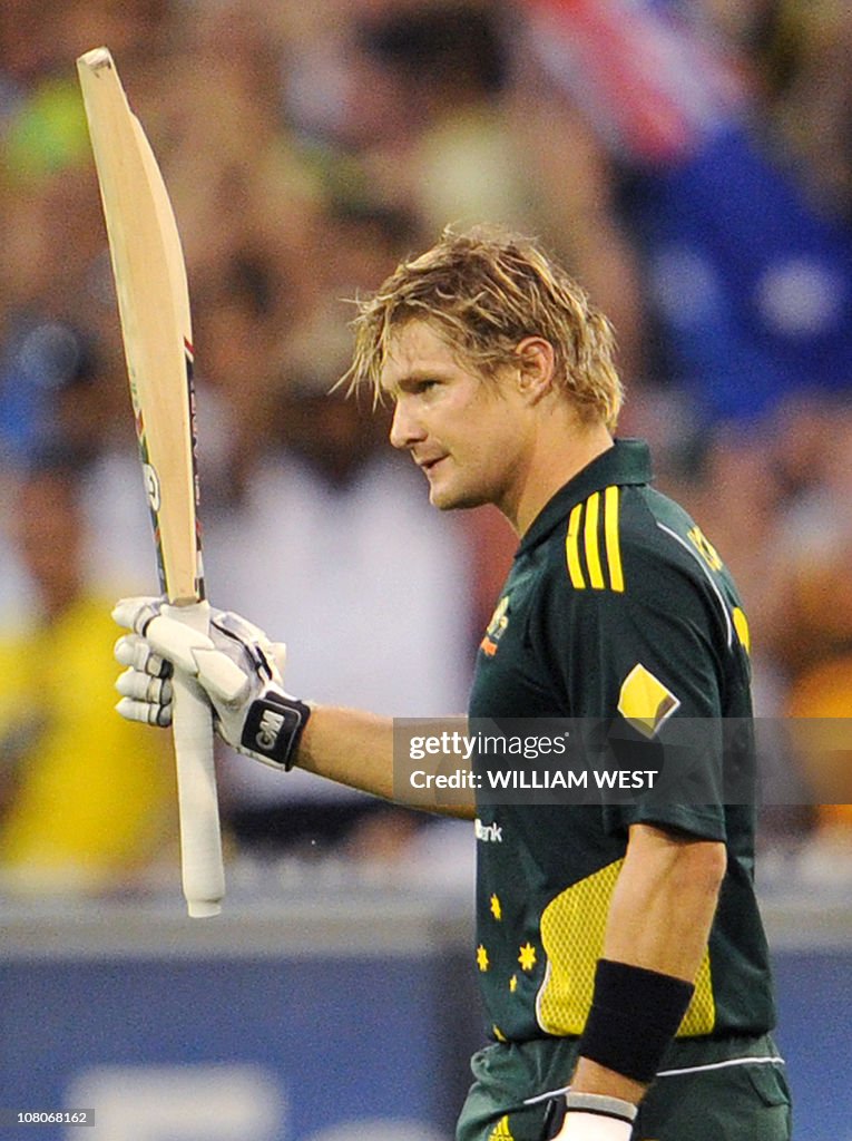 Australian batsman Shane Watson celebrat