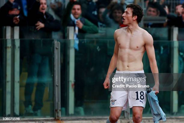 Libor Kozak of SS Lazio celebrates after scoring the opening goal during the Serie A match between SS Lazio and UC Sampdoria at Stadio Olimpico on...