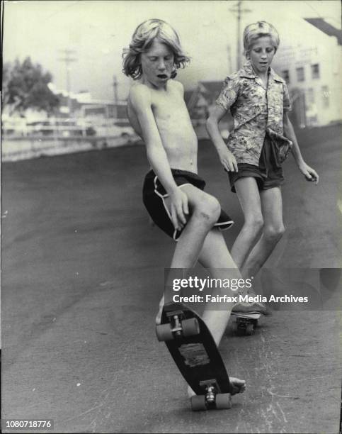 Skateboard Rink -- Skateboard fans try out Sydney's first skateboard rink at Tempe today.Here Shane Baxter, II of Tempe and Scott Fenton, II of Tempe...