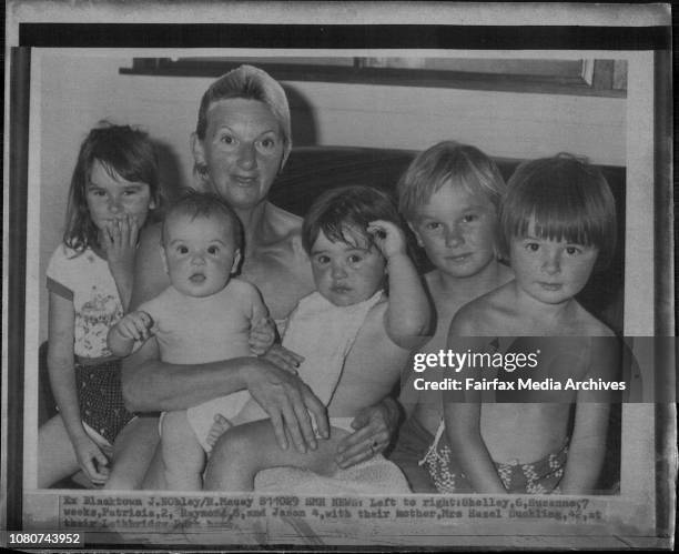 Shelley Suzanne, 7 weeks, Patricia Raymond and Jason 4, with their mother, Mrs. Hazel Suckling at their Lethbridge Park home.A mother of six who was...