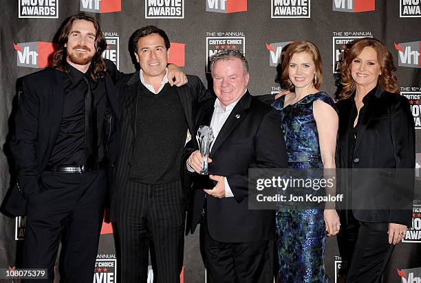 The Fighter cast, actor Christian Bale, director David O. Russell, actor Jack McGee, actress Amy Adams and actress Melissa Leo pose at the 16th...