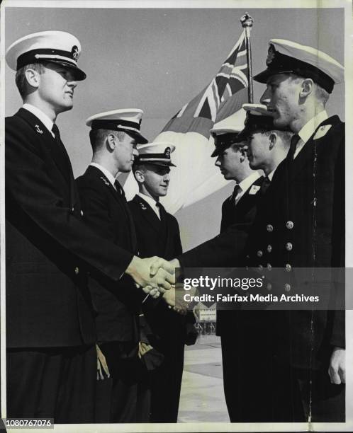 Midshipmen With R.A.N. - The first three United States Navy Midshipmen to serve on exchange with the R.A.N. Joined HMAS Melbourne at Garden Island...