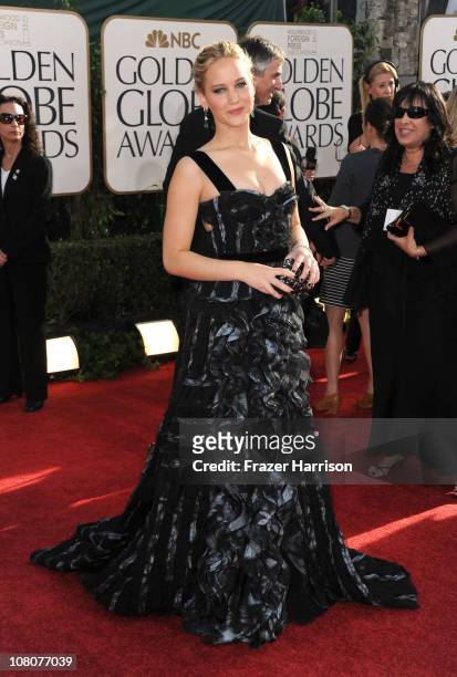 Actress Jennifer Lawrence arrives at the 68th Annual Golden Globe Awards held at The Beverly Hilton hotel on January 16, 2011 in Beverly Hills,...