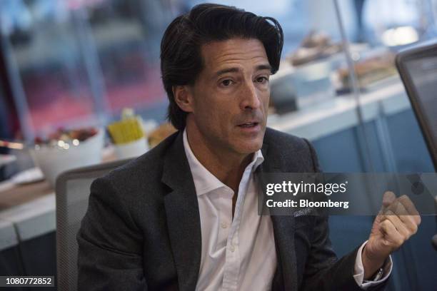 Mauricio Ramos, chief executive officer of Millicom International Cellular SA, speaks during an interview in New York, U.S., on Thursday, Jan. 10,...