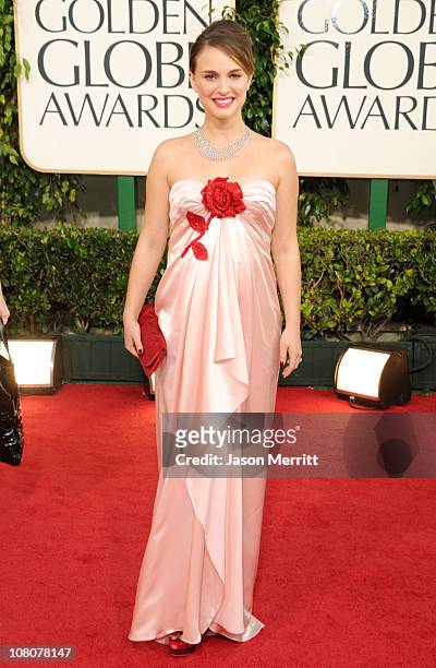 Actress Natalie Portman arrives at the 68th Annual Golden Globe Awards held at The Beverly Hilton hotel on January 16, 2011 in Beverly Hills,...