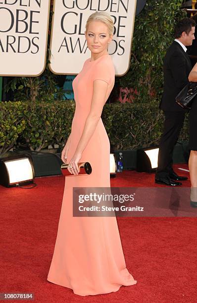 Actress Emma Stone arrives at the 68th Annual Golden Globe Awards held at The Beverly Hilton hotel on January 16, 2011 in Beverly Hills, California.