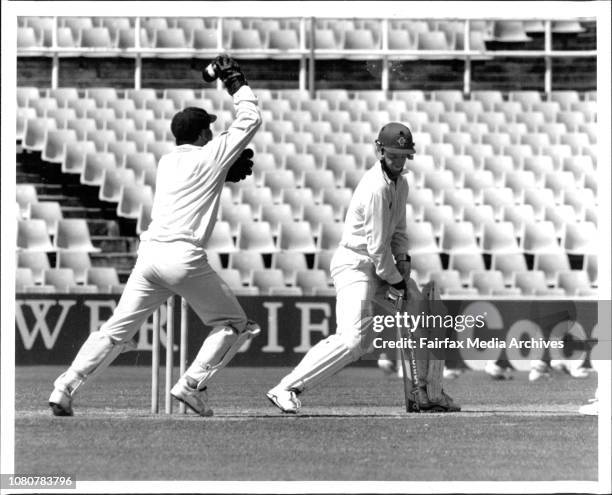 V Qld.Sheffield Shield final S.C.G. Greg Matthews gets the wicket of Stuart Law for 142. Phil Emery takes the catch.Key Wicket: Phil Emery gets...