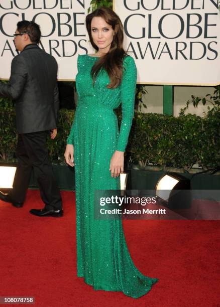 Actress Angelina Jolie arrives at the 68th Annual Golden Globe Awards held at The Beverly Hilton hotel on January 16, 2011 in Beverly Hills,...