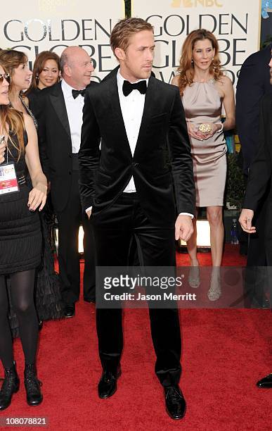 Actor Ryan Gosling arrives at the 68th Annual Golden Globe Awards held at The Beverly Hilton hotel on January 16, 2011 in Beverly Hills, California.