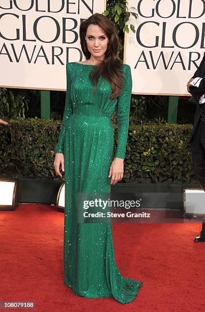 Actress Angelina Jolie arrives at the 68th Annual Golden Globe Awards held at The Beverly Hilton hotel on January 16, 2011 in Beverly Hills,...