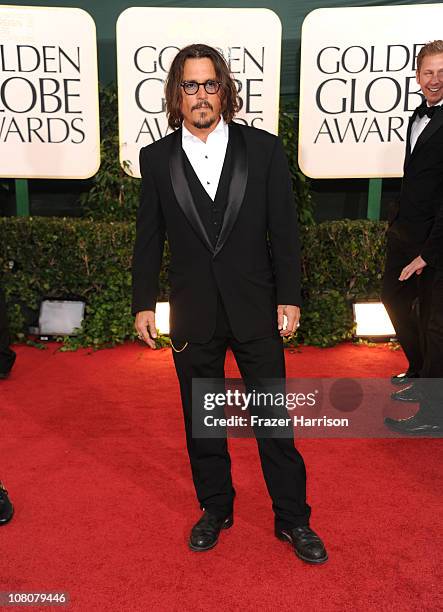 Actor Johnny Depp arrives at the 68th Annual Golden Globe Awards held at The Beverly Hilton hotel on January 16, 2011 in Beverly Hills, California.