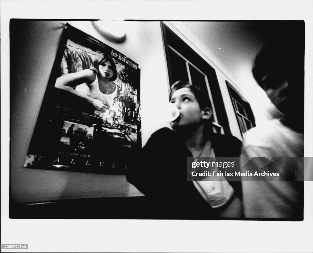 The Factory" youth center at 703 Elizabeth St. Waterloo.Christine, 13, blowing Bubble gum.