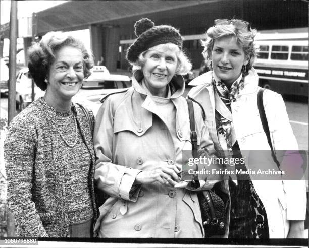 Mrs. Clare Booth Luce, and her niece, Leslie Dingle, pictured at Sydney airport in arrival from *****.Mrs. Clare Booth Luce, widow of Henry R. Luce...