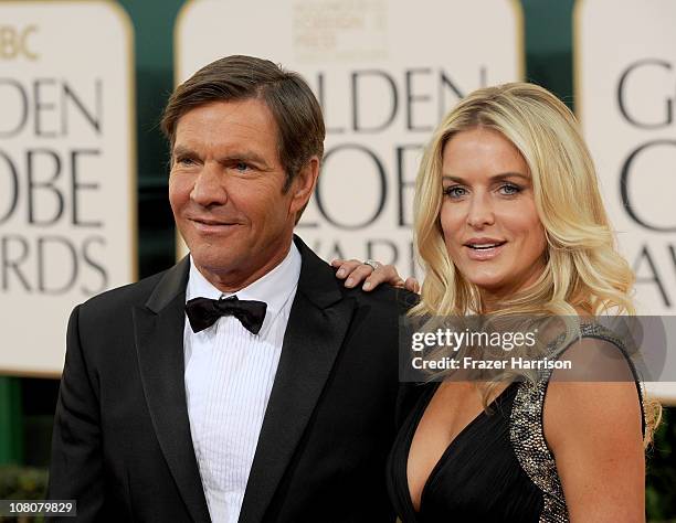 Actor Dennis Quaid and wife Kimberly Quaid arrive at the 68th Annual Golden Globe Awards held at The Beverly Hilton hotel on January 16, 2011 in...