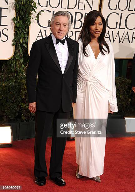 Actor Robert De Niro and wife Grace Hightower arrive at the 68th Annual Golden Globe Awards held at The Beverly Hilton hotel on January 16, 2011 in...