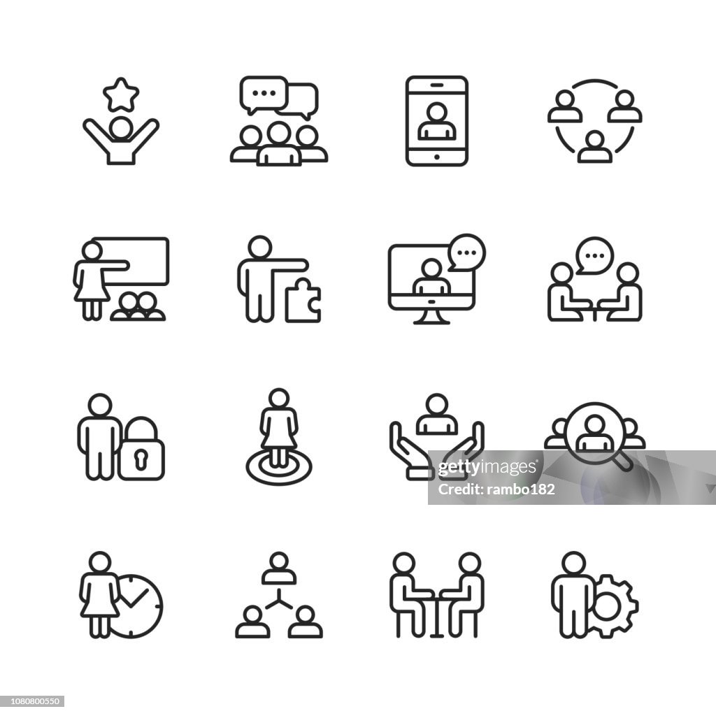 Gente de negocios línea de iconos. Movimiento editable. Pixel Perfect. Para Web y móvil.