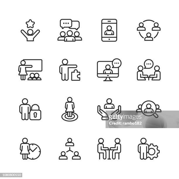 business people line icons. editable stroke. pixel perfect. for mobile and web. - social issues stock illustrations