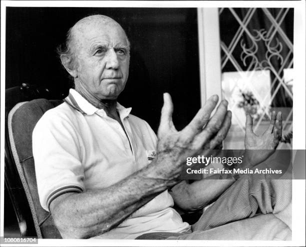 Sir William McMahon speaking at home on his years with Harold Holt only hours after he had been released from hospital. February 28, 1985. .